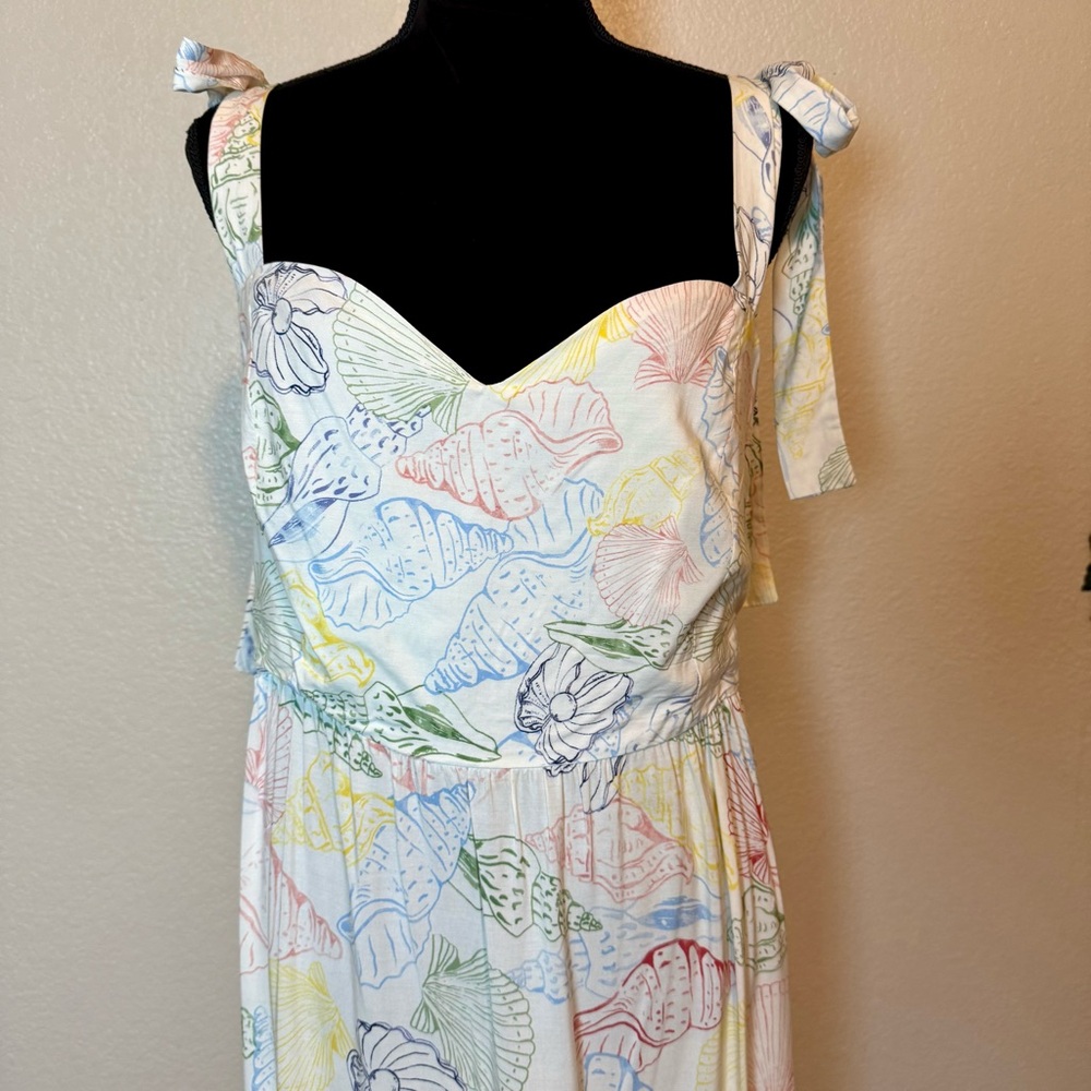 Eloquii Seashell Tiered Flowy Maxi Dress White Size 18 - Picture 3 of 16